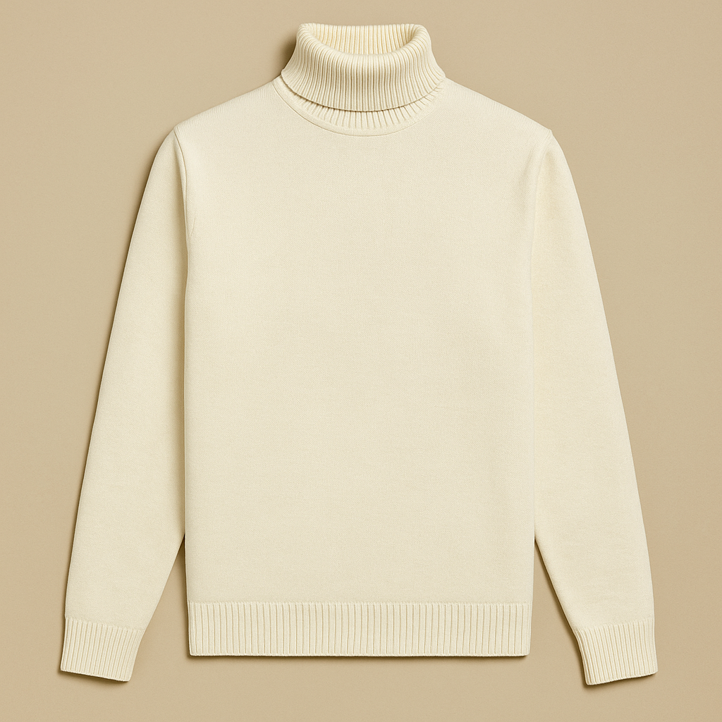 FUEGO Men’s Premium Brown Turtleneck Sweater – Luxury Slim-Fit Winter Essential